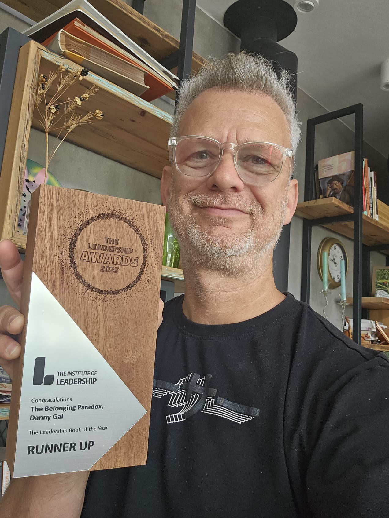 Danny Gal with the Leadership Awards 2025 Runner-Up trophy